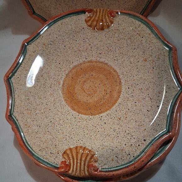 ITALIAN Neiman Marcus Horchow Stoneware Medici Saucers x4 Orange Yellow Blue - Picture 11 of 11